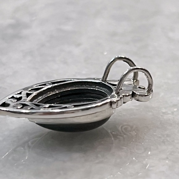 Sterling Silver SILVER Shungite Butterfly Bale Pendant Necklace - Picture 6 of 13